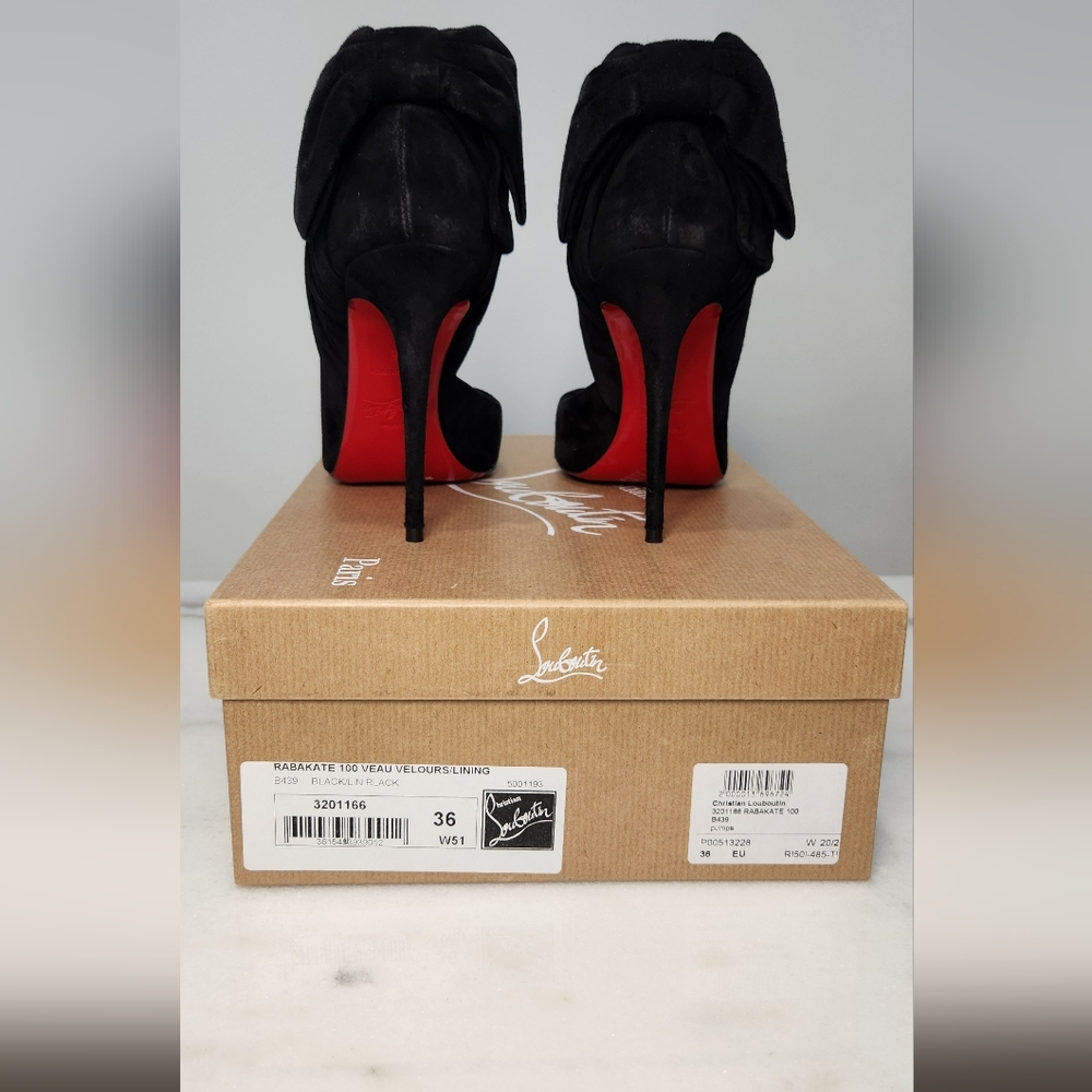 Christian louboutin black velour 100mm heels size 36